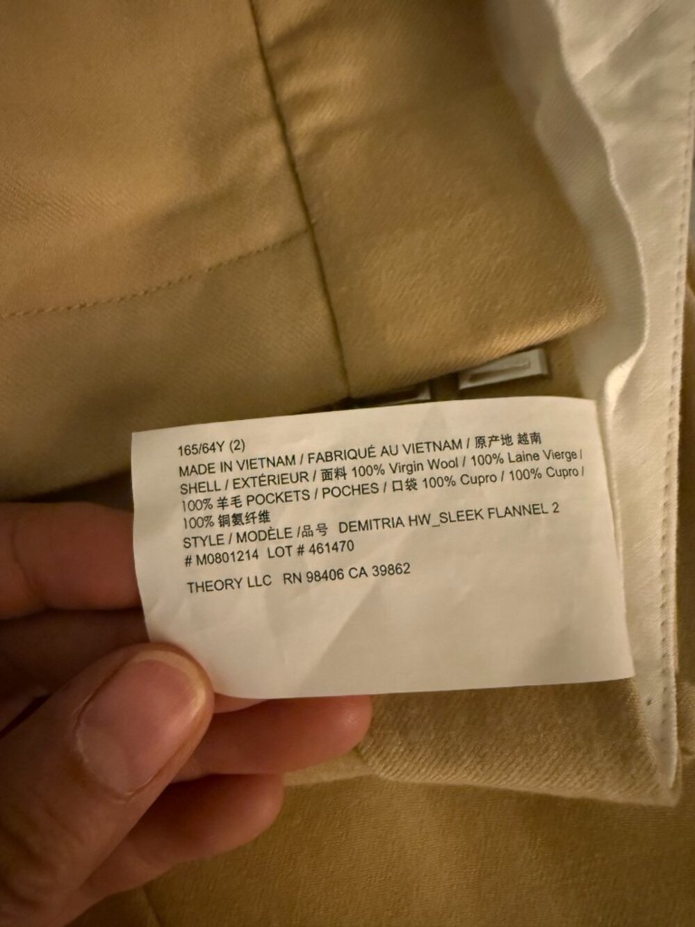 Theory Demitria HW Pants Size 2 Cardamom Sleek Flannel 2 M0801214 NEW $325 - Picture 3 of 6